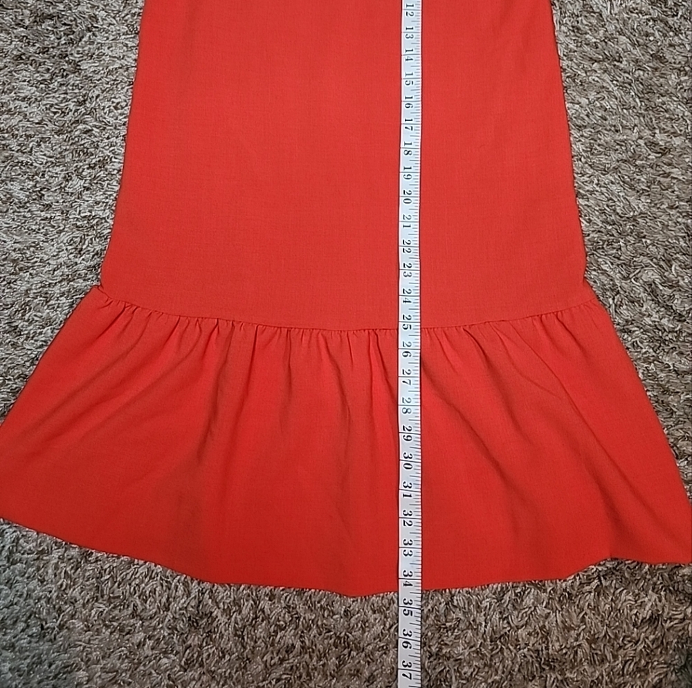 Victoria Beckham For Target Crew Neck Mini Shift Dress. Red with a black scallop - Picture 9 of 10